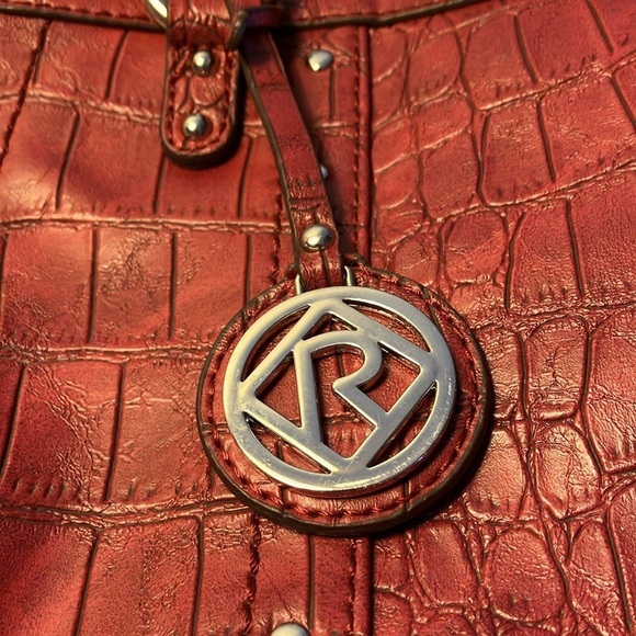 Relic by Fossil Maroon crocodile embossed look shoulder bag with double handles. - Picture 6 of 11